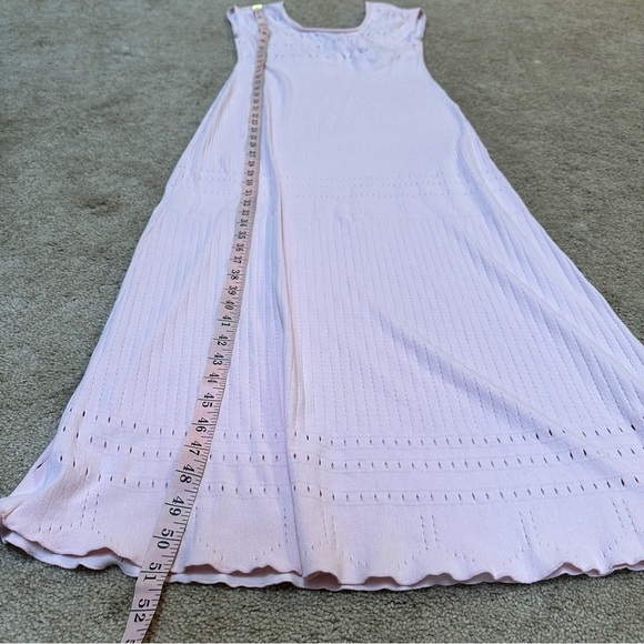 Free People Light Pink Bodycon Stretch Midi Maxi Long Dress Short Sleeve M/L - Picture 6 of 9